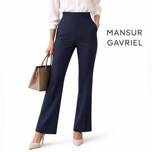 Mansur Gavriel Made in Italy Navy blu High Rise crepe Straight pants IT 38 US 2